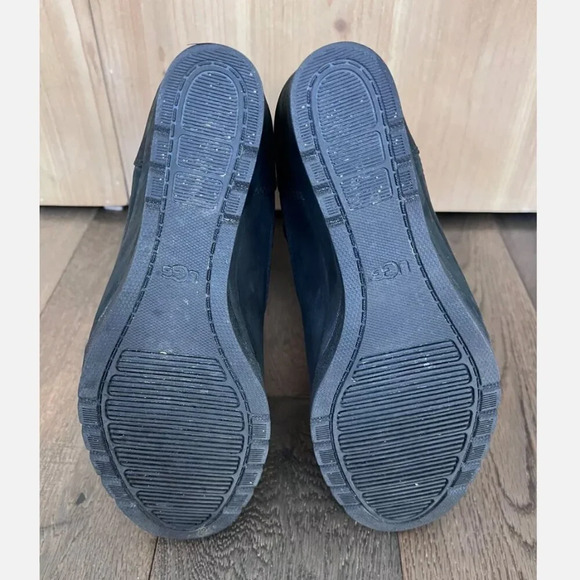 Ugg Australia Joely Leather Wedge Boot Size 6/37 Black Waterproof Shearling - Picture 9 of 9